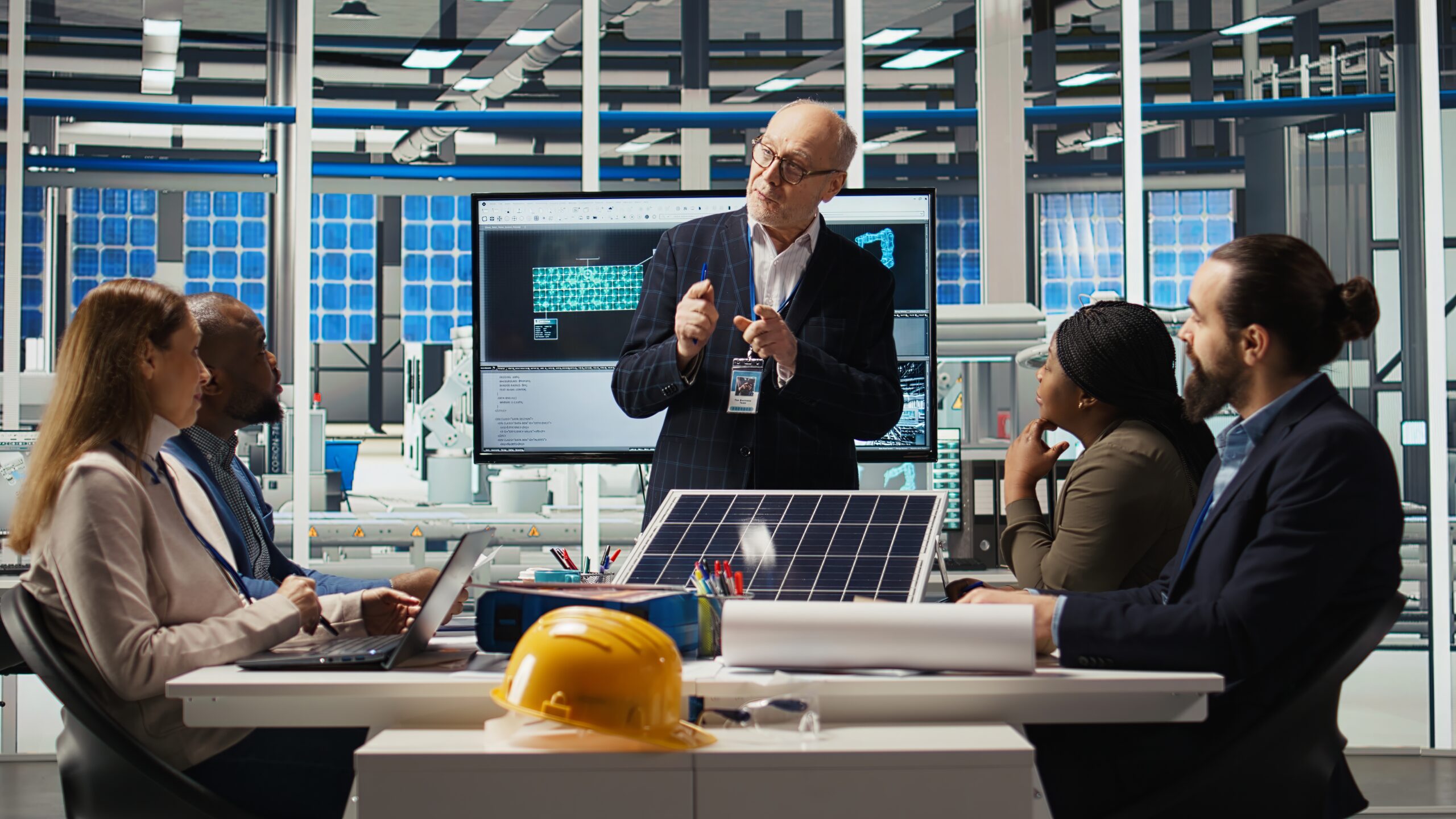 Home 6 businessmen photovoltaics factory doing financial investments scaled